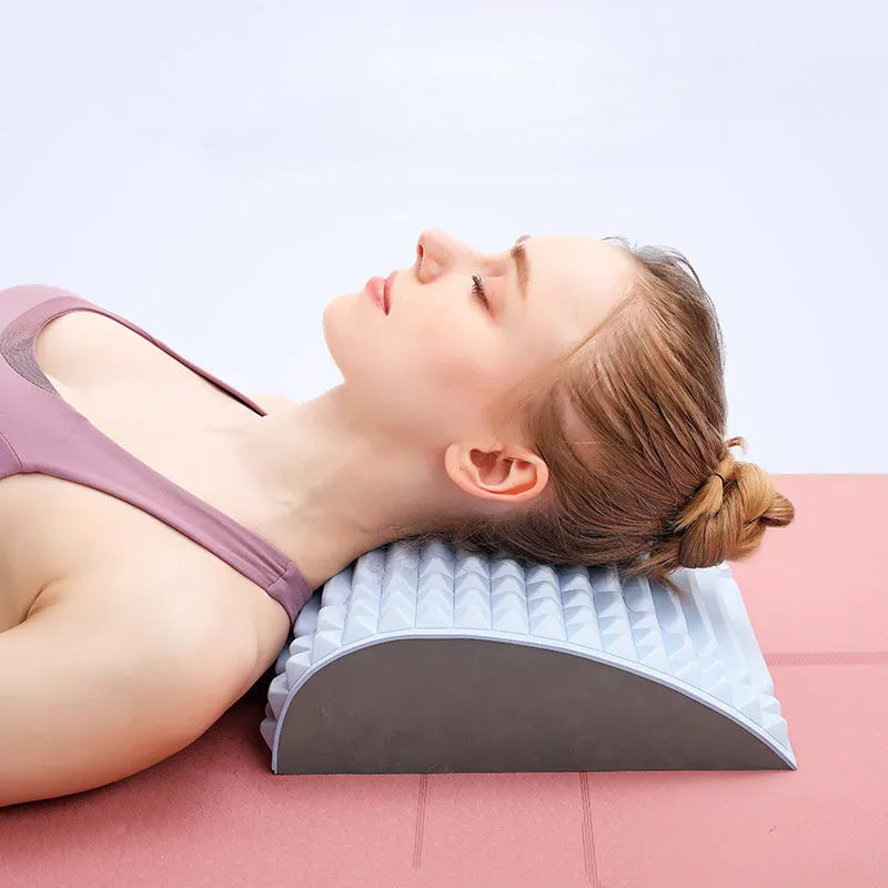 Blue EVA foam back stretcher pillow for lumbar support and sciatica pain relief