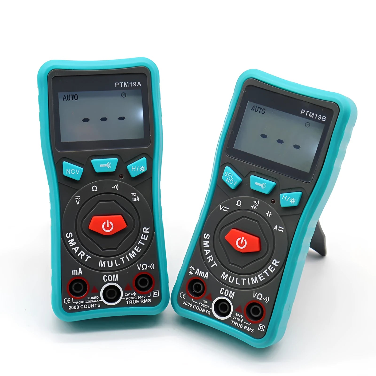 Green PTM automatic digital multimeter with LED display on a workbench