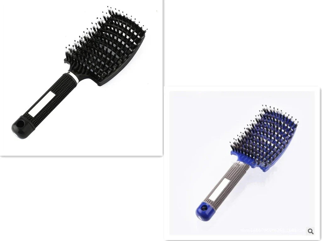 Detangling hairbrush with bristle and nylon teeth for effortless hair management and scalp massage