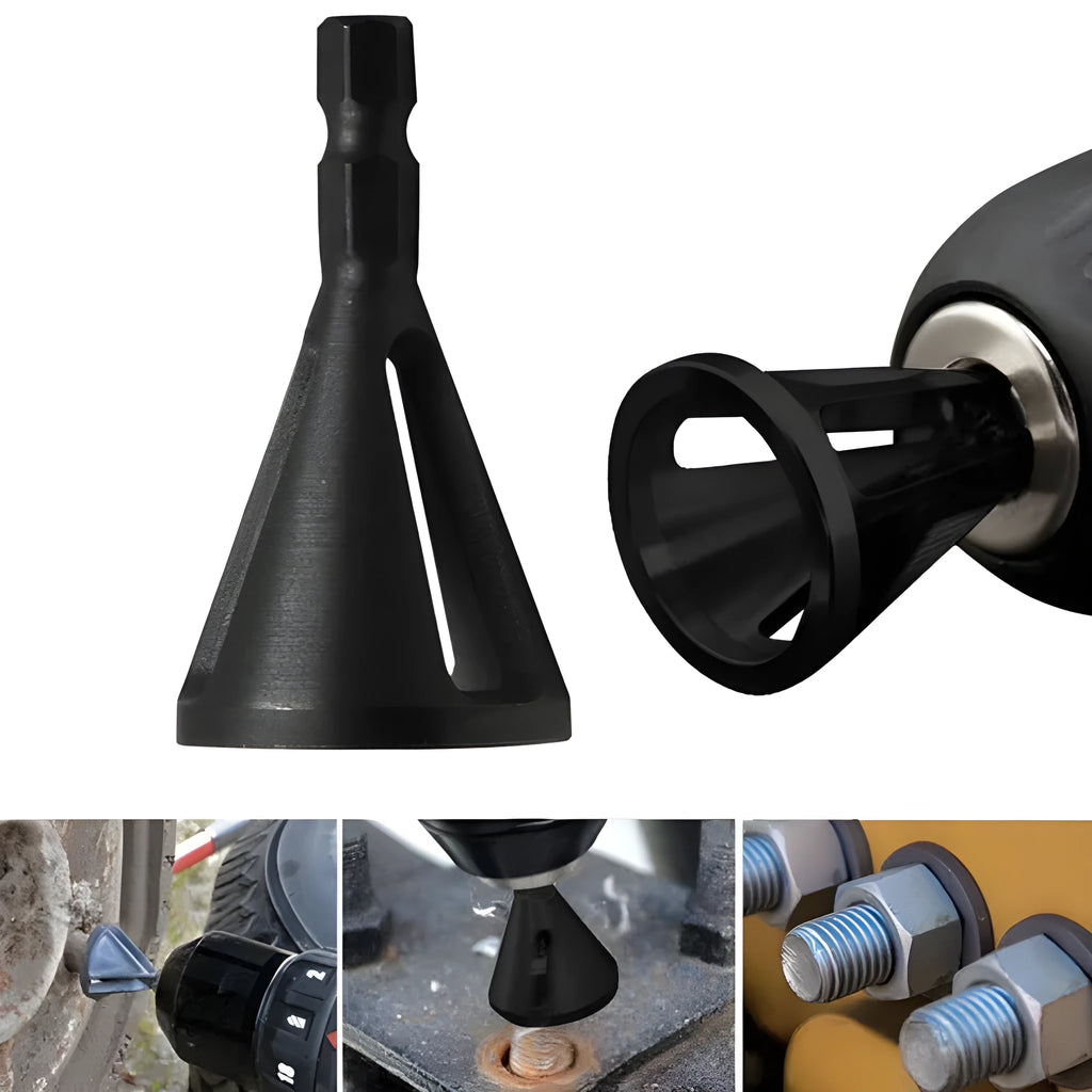 High-speed steel hexagonal three-groove deburring tool for drill bits in black finish