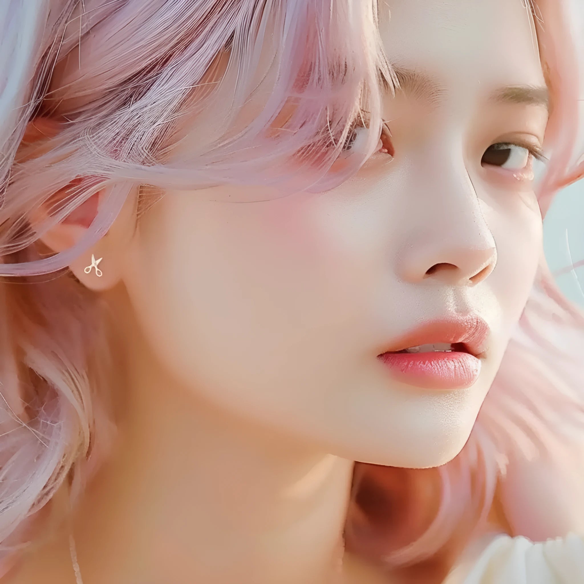 A pair of S999 pure silver ear nail earrings with a mini scissors and screws design.