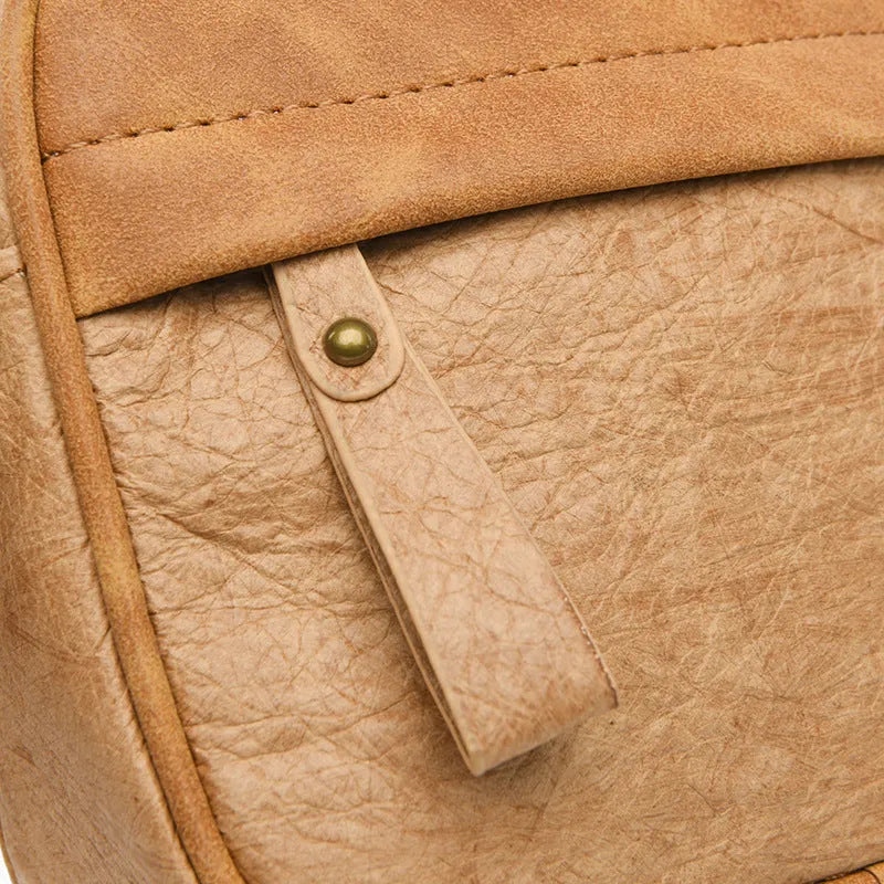 Men's paper crossbody bag with retro styling in black, brown, or silver colour options