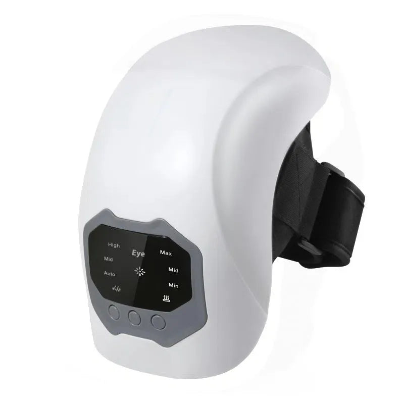 Wireless knee massager with red light heating in Moonlight White, showing the knee pad host and controls