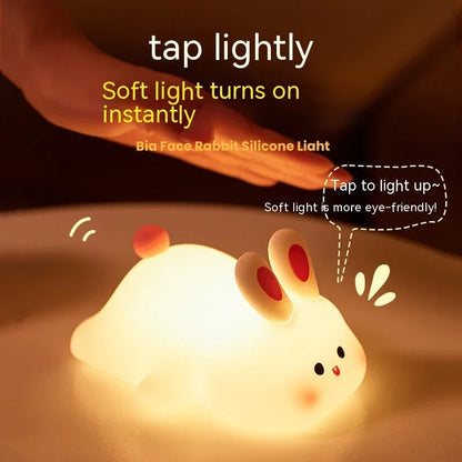 Adorable LED bedside lamp with soft silicone material, touch control, and 3 brightness levels for soothing nightlight use