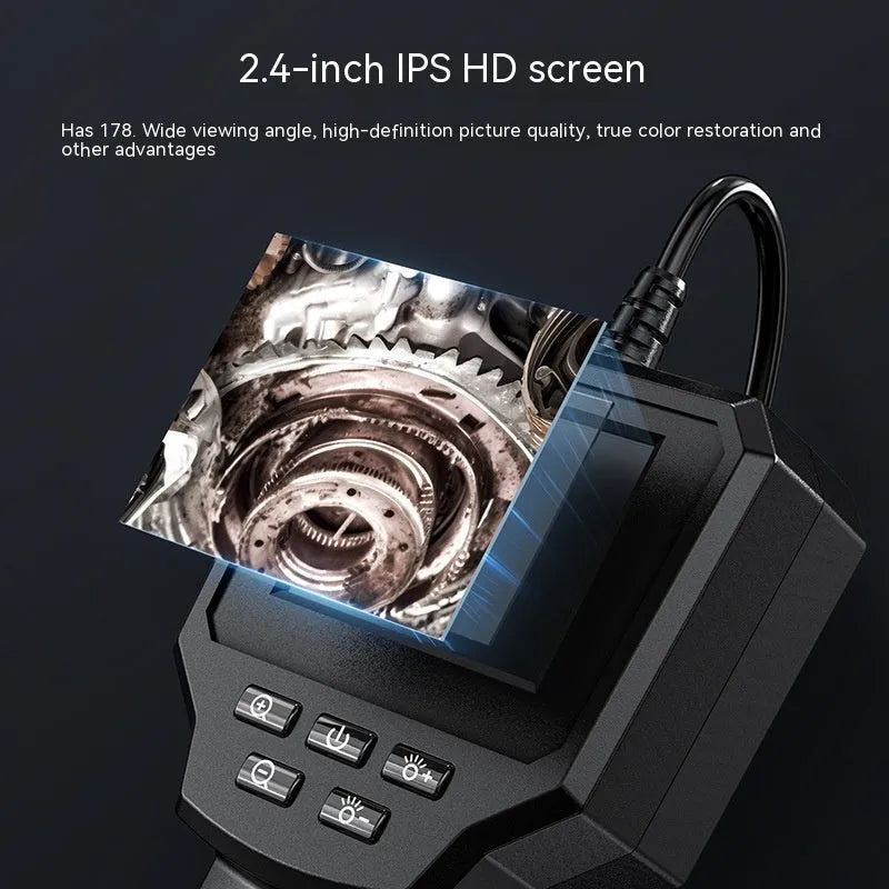Waterproof HD inspection endoscope camera with 8mm diameter probe on a coiled black cable.