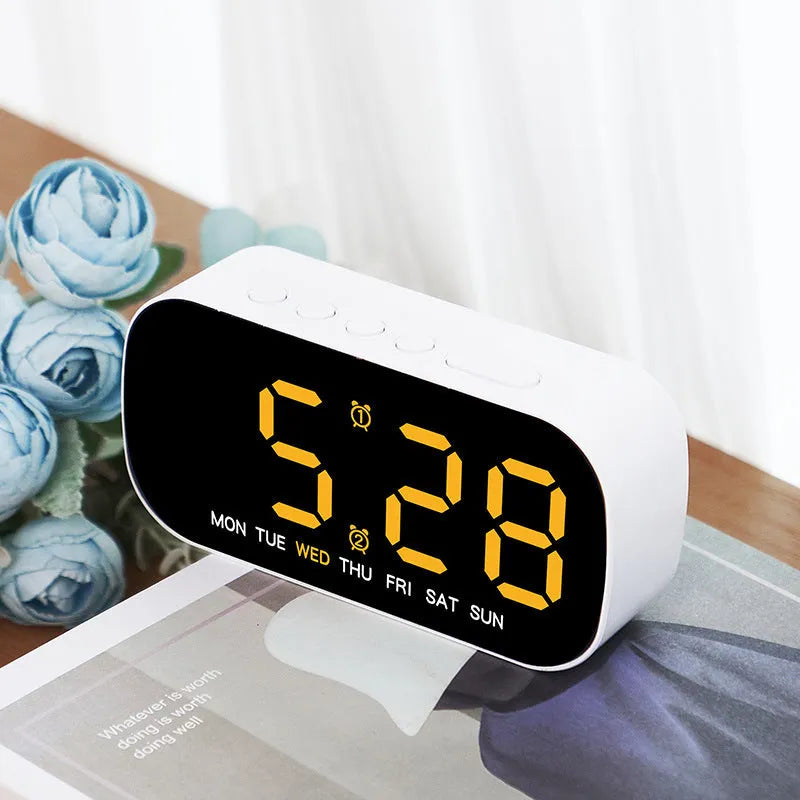 Electronic clock simple multi-purpose alarm clock LED digital plastic shell 10mm white colour