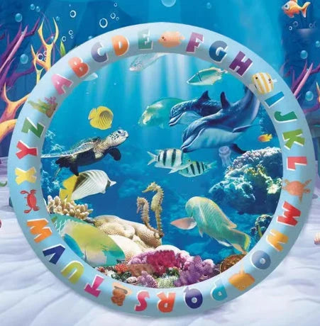 Cooling Pet Water Bed with fish-themed design, providing refreshing comfort for cats and dogs