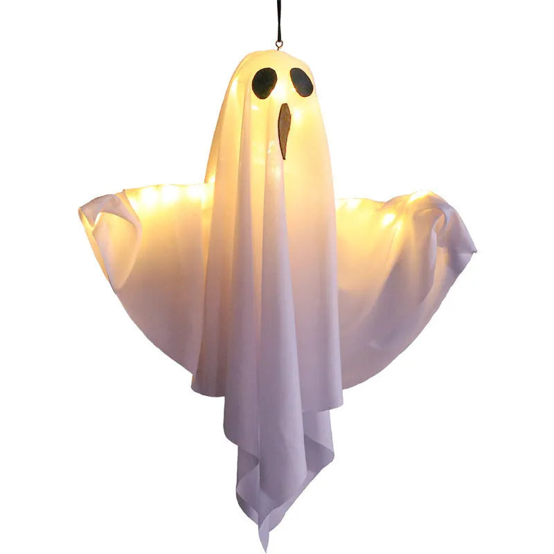 Luminous white and orange ghost horror light with cloth scream design for Halloween parties