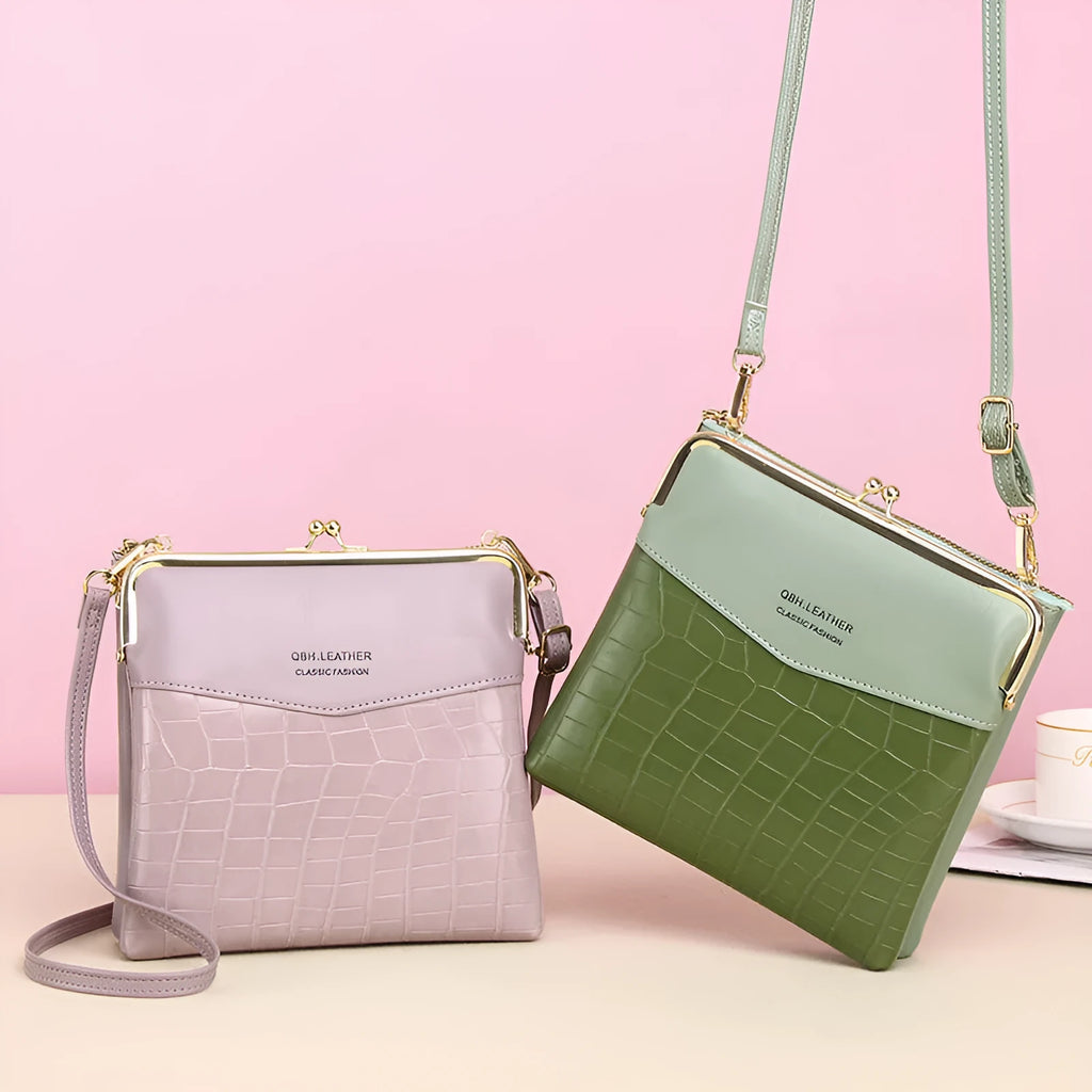 Lock shoulder bag for women with alligator pattern, PU, 18x4x17cm, crossbody phone bag in wine red