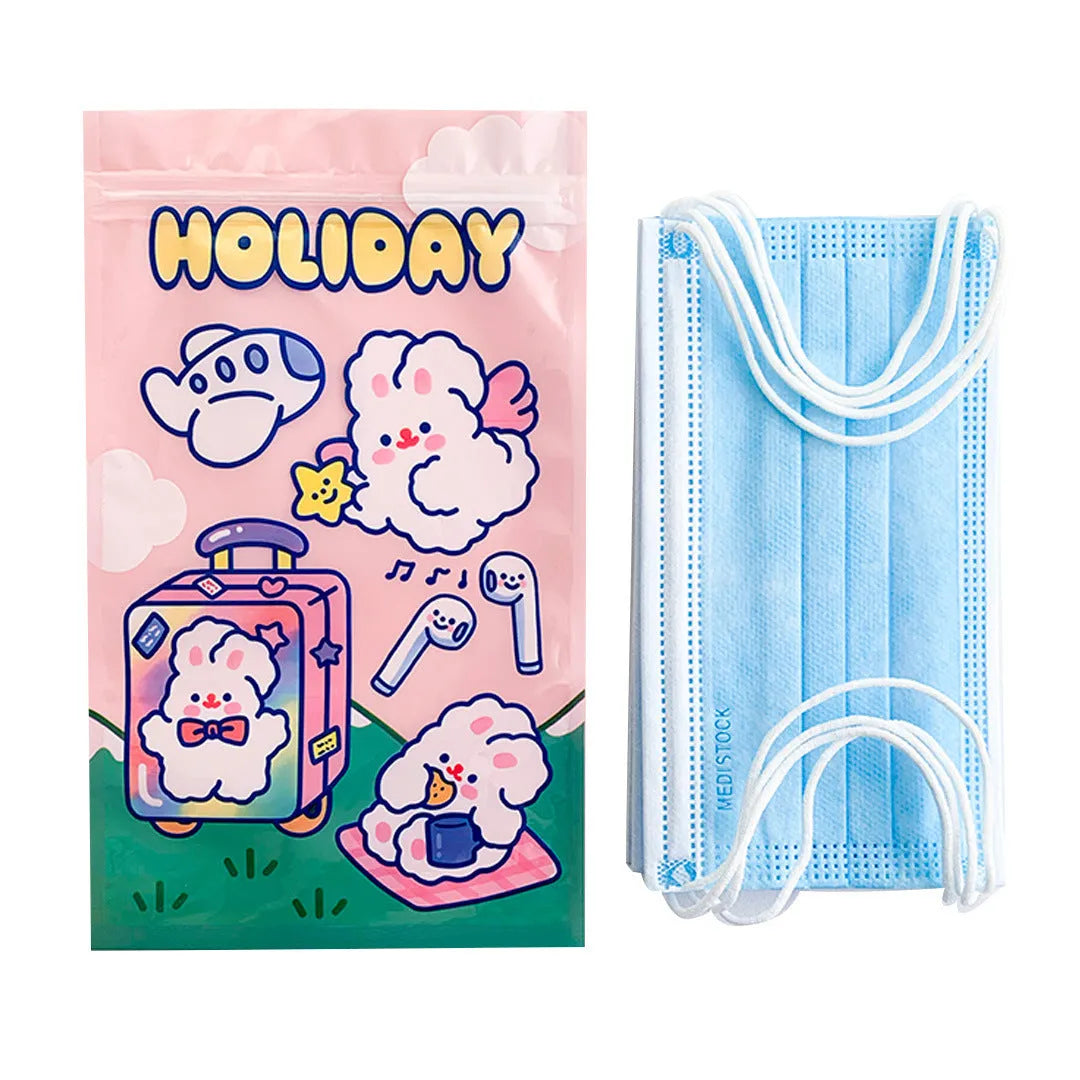 Set of four resealable plastic bags with cute rabbit designs for snacks, gifts, and jewellery storage.
