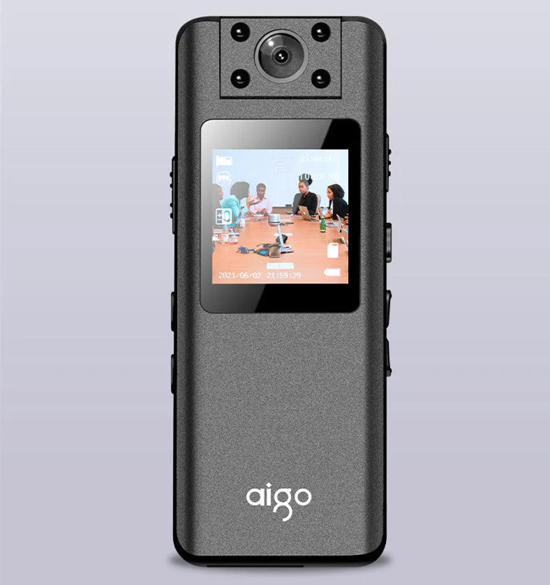 DSJ-S11 black body worn camera showing front lens, display screen, and magnetic clip mount