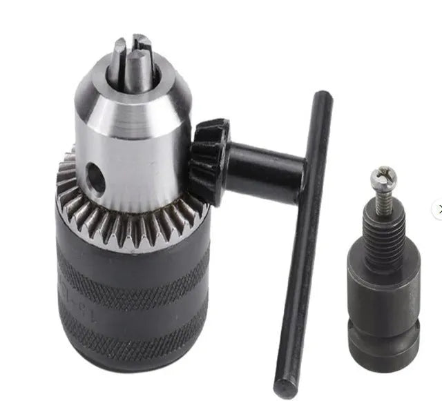 Steel three-jaw chuck converter with threaded interface for rechargeable wrench, 1.5-13mm clamping