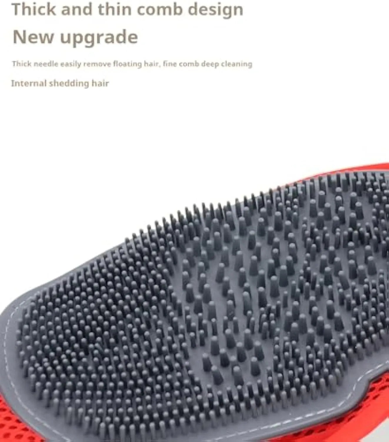 Red pet bathing glove with rubber brush surface for grooming and massage functions