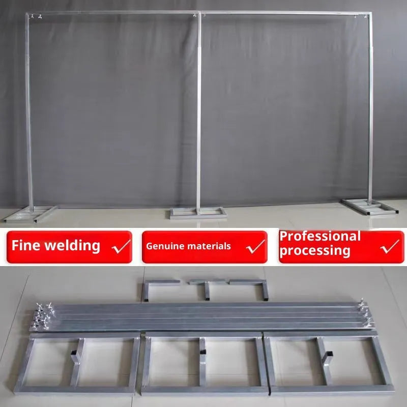 Wrought iron wedding purdah bracket 2x2 background support with telescopic frame, two bases and three rods