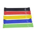 Five TPE resistance bands set for legs and butt exercise with cloth bag and manual, colour options.