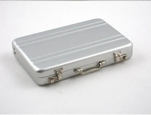Aluminium mini suitcase business card holder, 9.6x8.2x1.6cm, in golden pink black blue or silvery.
