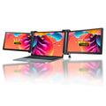 Portable display IPS panel 1920x1080 Silver Gray with USB-C and MINI HDMI cables on desk