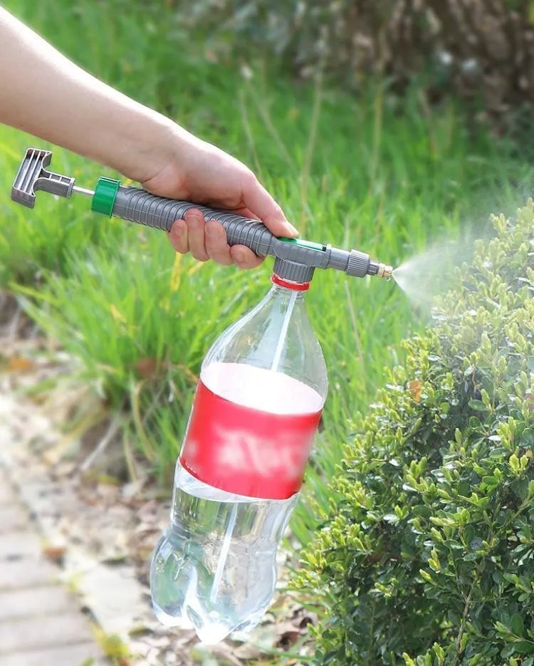 Plastic bottle watering sprayer nozzle with 30cm tube converts beverage bottles to garden watering cans