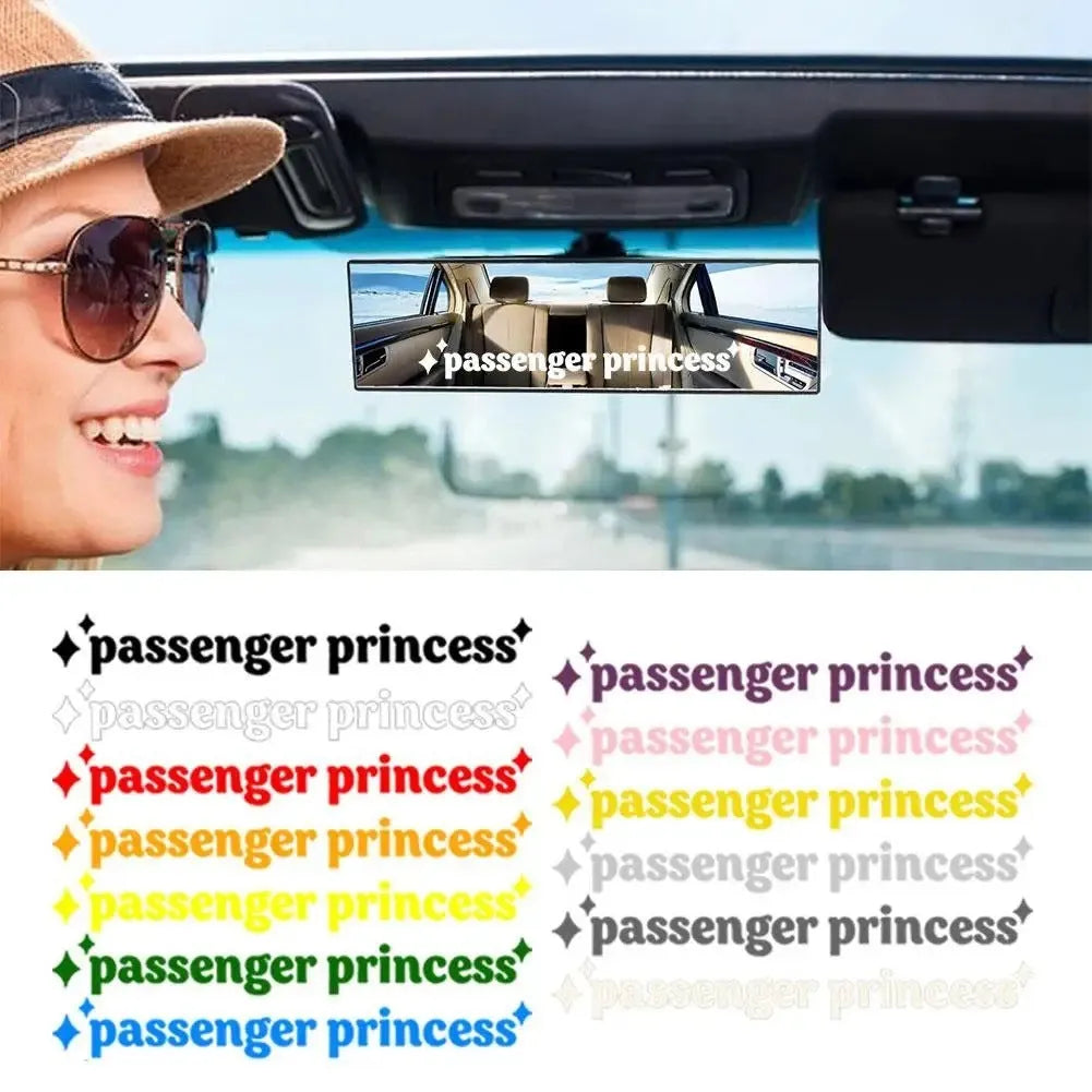 White car interior vinyl sticker with English text, showing 10cm by 2cm size.