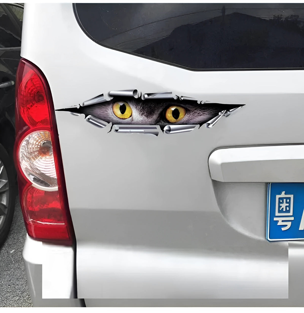 35cm long 3D car sticker with tiger eye or eagle eye design for automotive bumper decoration