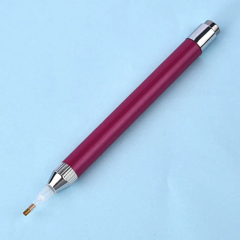 Luminous diamond painting drill pen in aluminum alloy with single-head point tool