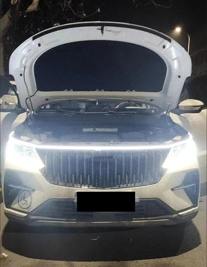 Automotive daytime running lights with silicone housing and scanning functionality in three length options