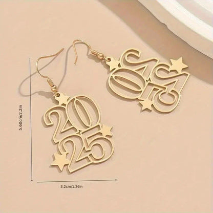 Stylish 2025 gold dangle earrings with a creative and elegant design, perfect for fashionable women