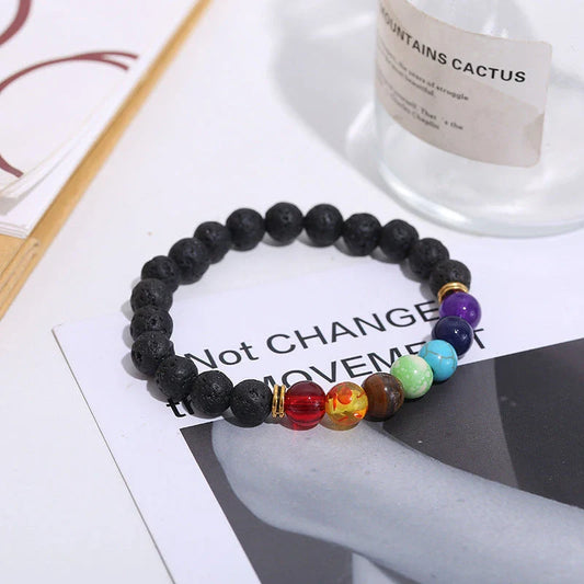 Premium lava stone bracelet with seven chakra-aligned beads for balance and harmony