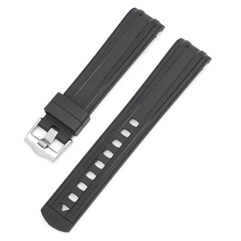 20mm wide watch strap in multiple colours featuring a silver-toned buckle.