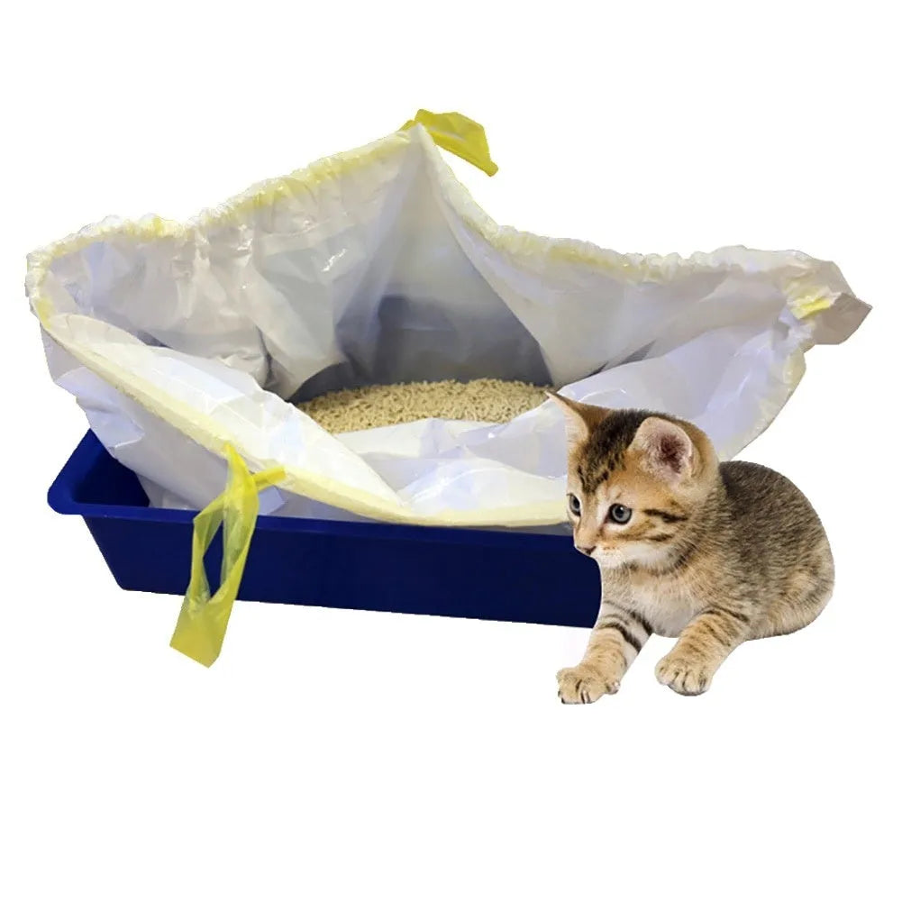 Cat litter bag with drawstring, thickened LDPE, 7-piece roll, small medium large sizes