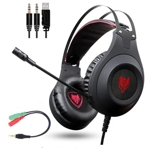 NUBWO N2 black and silver gaming headset with adjustable headband and rotating volume control on earcup