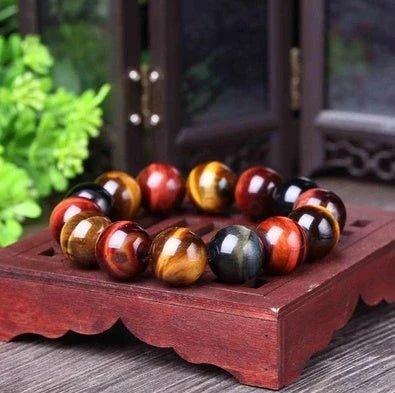 Handcrafted Tiger Eye Bracelet with Natural Crystal Stones and Buddha Beads