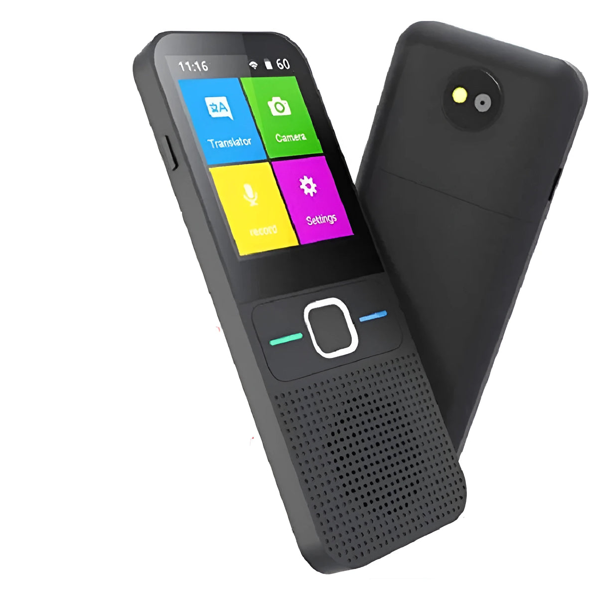 Black voice synchronization translator with 5 million pixel camera, 125-hour battery life, 1500 mAh battery, 13.3 x 5.1 x 1.3 cm
