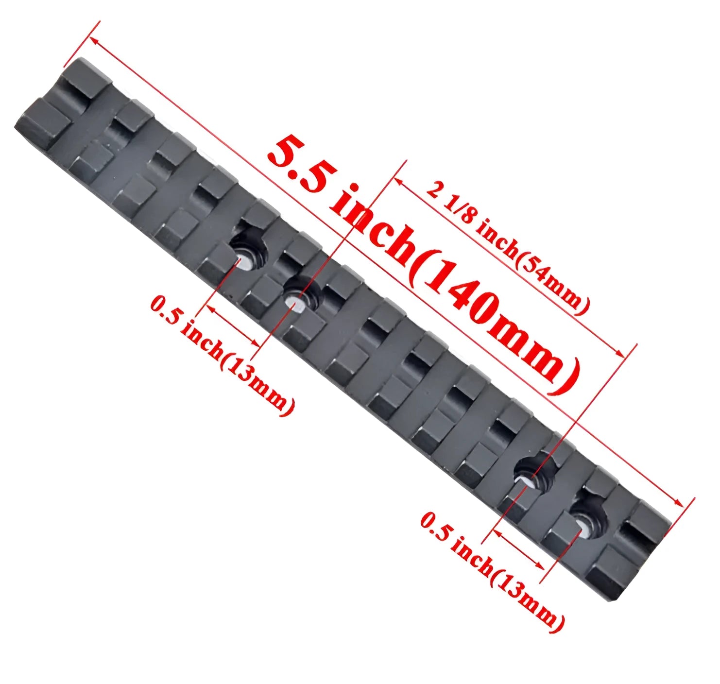 Black aluminium Picatinny scope mount rail for shotgun with Allen key and four mounting screws