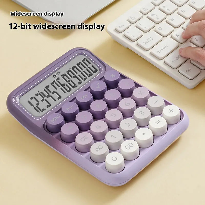 Mechanical keyboard calculator with gradient colour design in blue, green, pink, or purple options