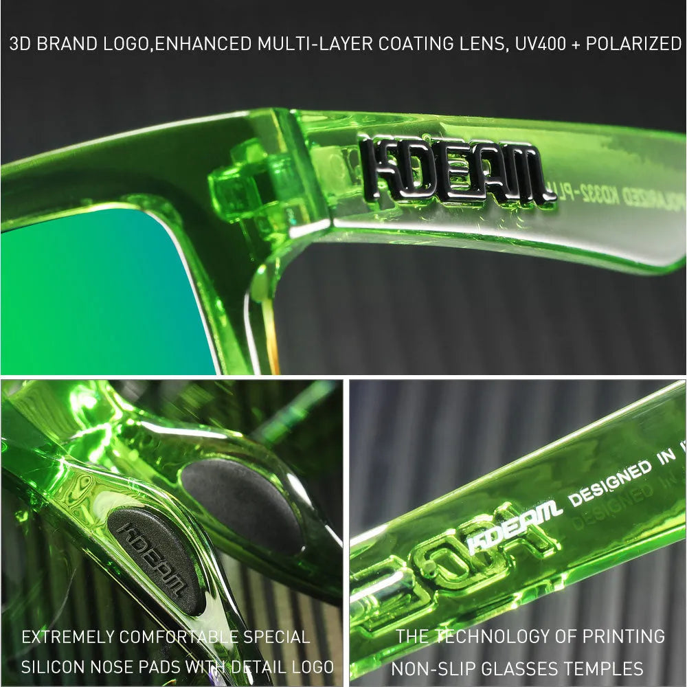 Square polarised sunglasses with TAC lenses available in multiple colours for outdoor and fashion use