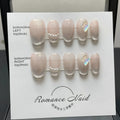 Women's blush armour style handmade nail wraps showing extra small, small, medium, and large sizes.