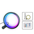 Smart aluminium LED light with colourful music rhythm induction, showing remote and app control.