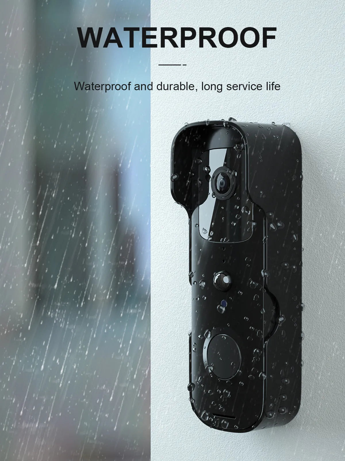 WiFi video doorbell intercom with 720P 1080P mobile monitoring, ABS body, 50M infrared