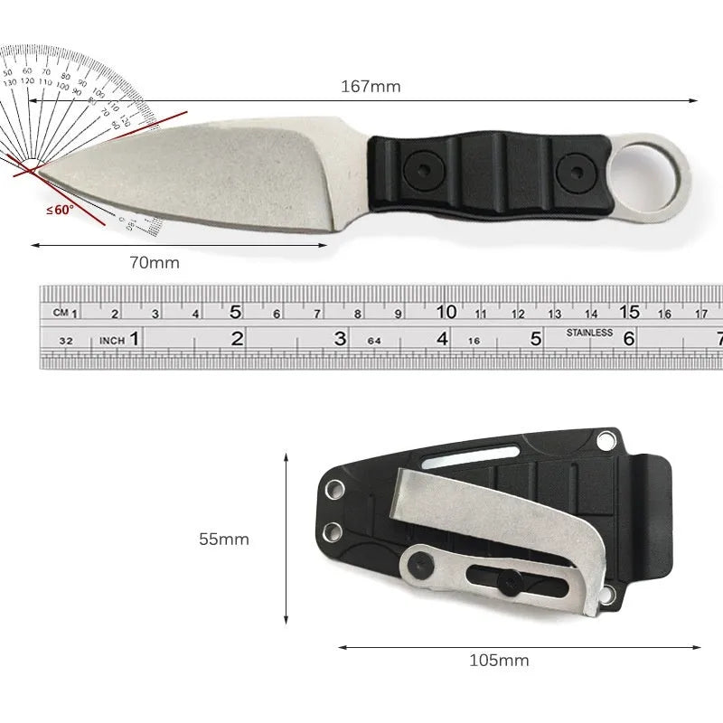 Outdoor camping portable high hardness stainless steel straight knife with black finish