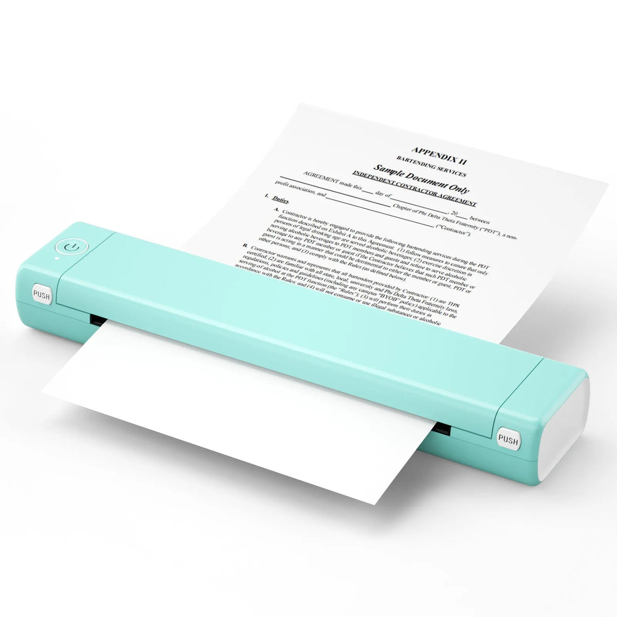 Phomemo M08F portable A4 thermal printer in silver black colour on a desk