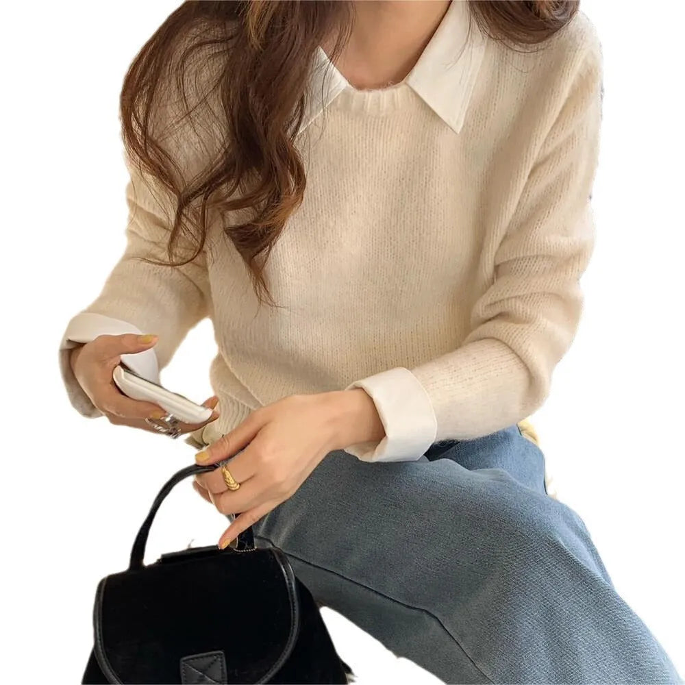 Women's loose fit knitwear top in polyester available in seven solid colours