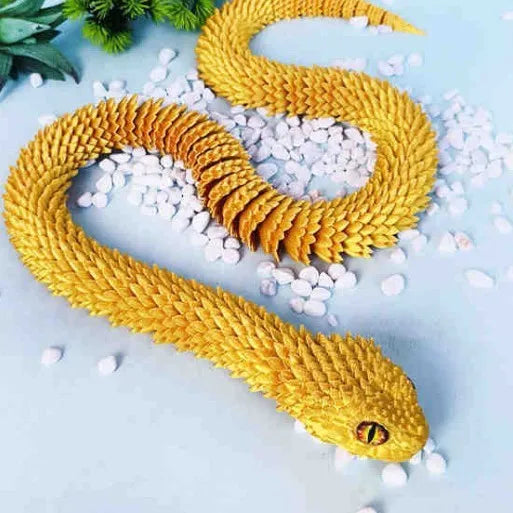 3D printed snake toy decoration in realistic animal simulation style, available in multiple colours and sizes including 30cm, 45cm, 60cm