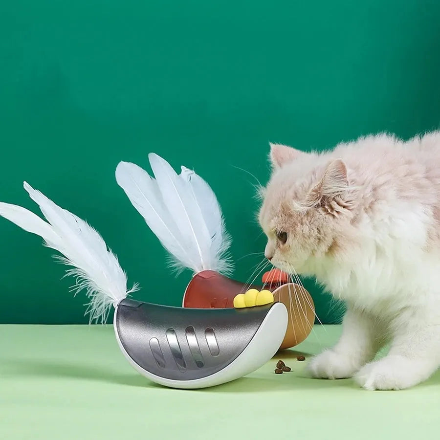 Pet food leaking toy in blue for small cats and dogs, reusable interactive feeder