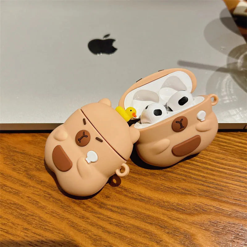 Capabala Capybara Bluetooth Earphone Cover Silicone Soft Shell for AirPods 1st 2nd 3rd Gen Pro Pro2 Cartoon Animal Duck Design Cute Protective Case