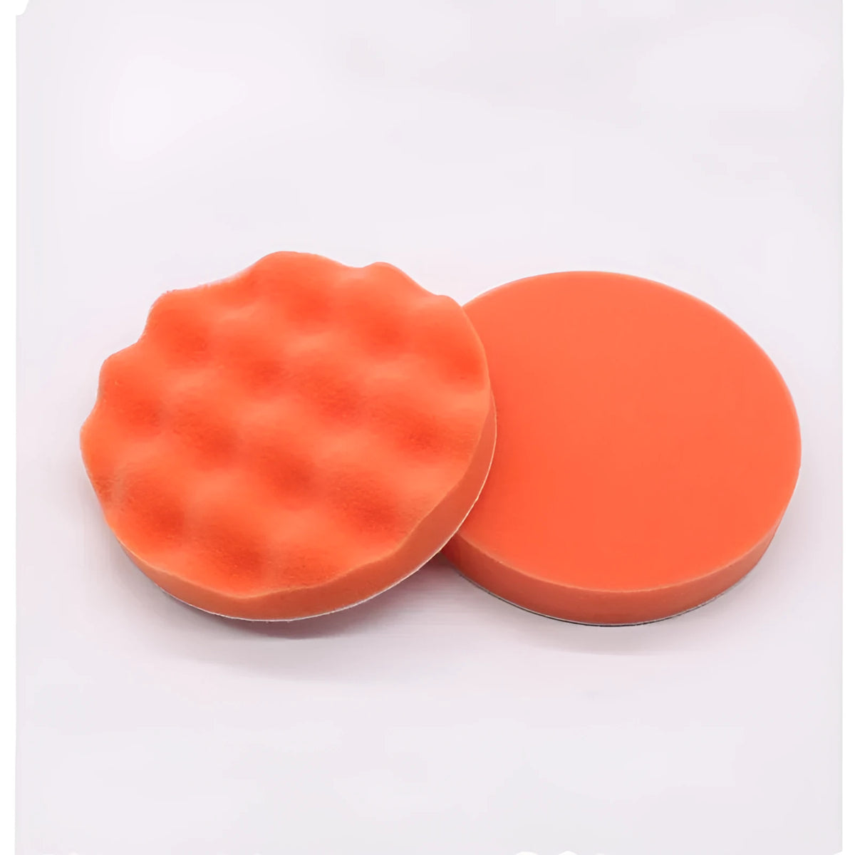 125mm car polishing and waxing disc with self-adhesive Velcro backing and polyether sponge body, flat or wave style