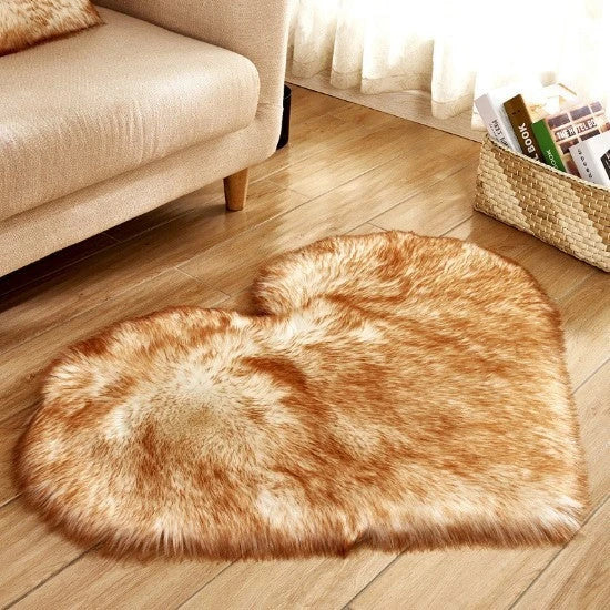 Soft and plush heart-shaped rug in various colors, perfect for cozy home decor