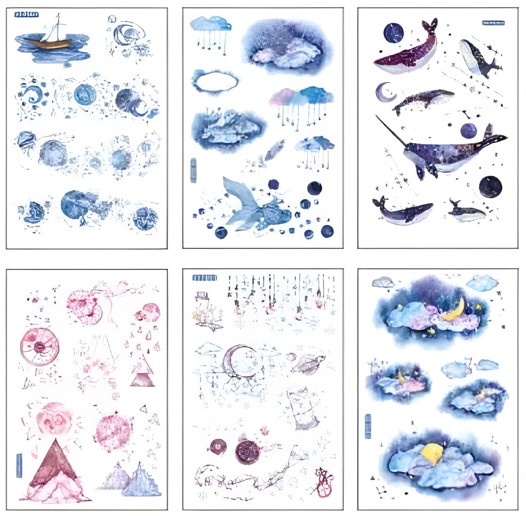 Abu Sticker Japanese paper fantasy stars design 10.5x14.1cm hand account set