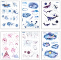 Abu Sticker Japanese paper fantasy stars design 10.5x14.1cm hand account set