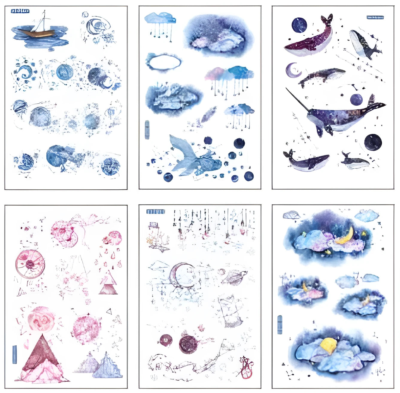 Abu Sticker Japanese paper fantasy stars design 10.5x14.1cm hand account set